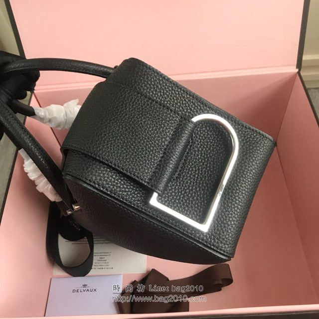 DELVAUX女包 Delvau單肩斜挎包 半手工Cool box 中號 德爾沃女手提包 手拎包 黑銀  fcs1180